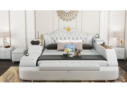 Cama de lujo cama de cuero 180x200 dormitorio multifunción literas estantes nuevos