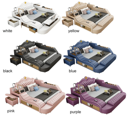 Cama de lujo cama de cuero 180x200 dormitorio multifunción literas estantes nuevos