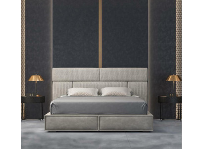 Diseño de cama doble matrimonial moderna para hotel.