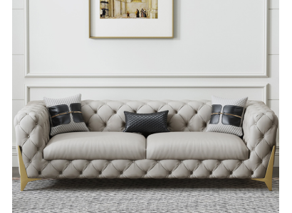 Sofá de terciopelo de cuero para la sala de estar, sofá Chesterfield de 3 plazas.