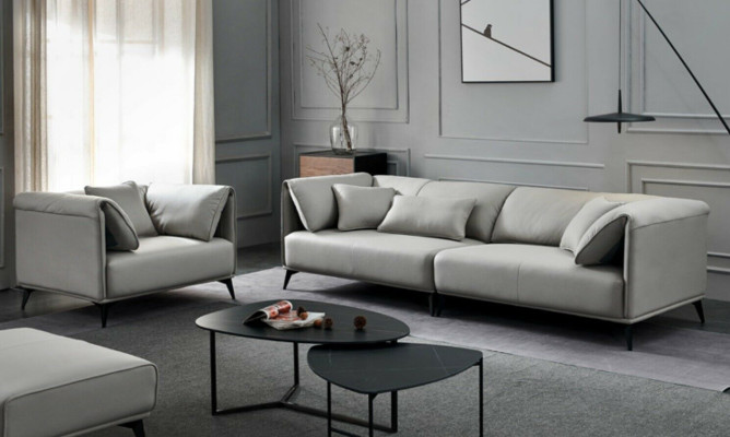 Sofás de sala de estar Tapicería 4 plazas Gris Diseño Xxl Gran sofá