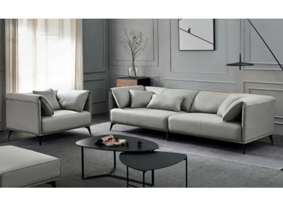Sofás de sala de estar Tapicería 4 plazas Gris Diseño Xxl Gran sofá