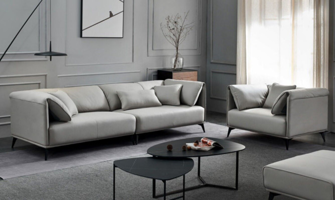 Sofás de sala de estar Tapicería 4 plazas Gris Diseño Xxl Gran sofá