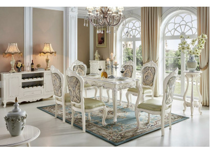 Mesa de comedor barroca Conjunto de mesa Escenografía de sala de estar Comedor Madera Diseño