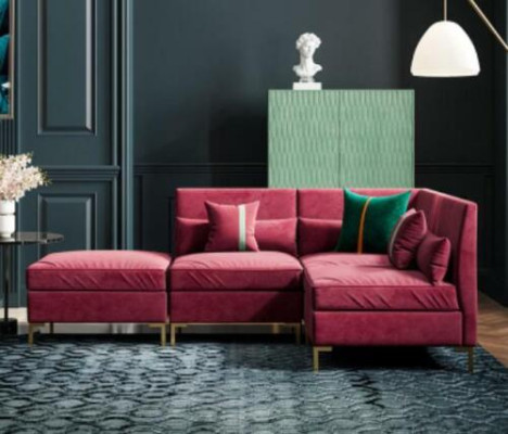 Muebles de salón sofá esquinero en forma de L relax terciopelo madera maciza diseño de asiento sofá lounge nuevo