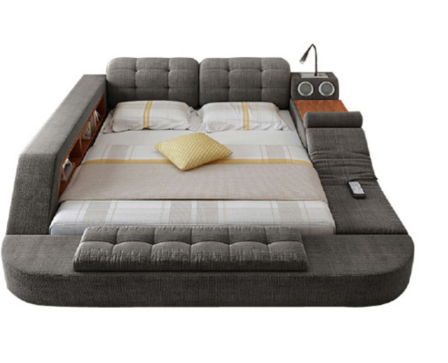 Diseño cama de cuero Camas acolchadas Hotel Función de masaje Multifunción