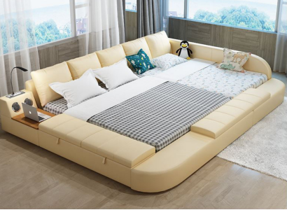 Sofá multifunción cama xxl grandes camas cajas USB hotel cuero tapizado