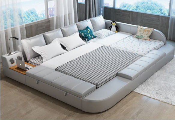 Sofá multifunción cama xxl grandes camas cajas USB hotel cuero tapizado