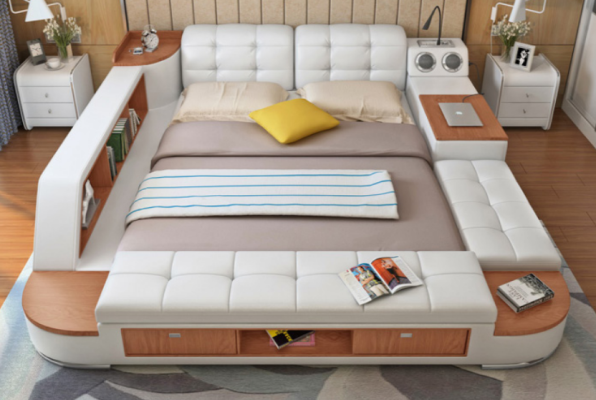 Cama multifuncional camas cama de matrimonio decoración cama doble cama tapizada dormitorio.