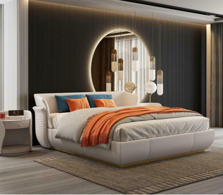 Cama doble de diseñador Cama doble de cuero moderna de hotel 180x200cm