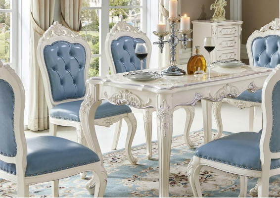 Mesa de comedor barroca grupo de sala de estar de madera de diseño.