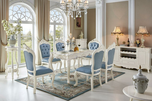 Mesa de comedor barroca grupo de sala de estar de madera de diseño.