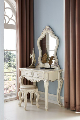 Tocador Espejo Conjunto Completo Cómoda Taburete Dormitorio Nuevo