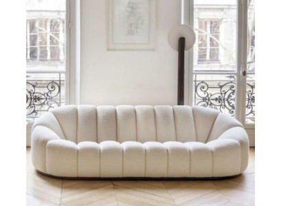 Sofá textil de 3 plazas de lujo con relax, diseño de asiento de mobiliario. Salón nuevo.