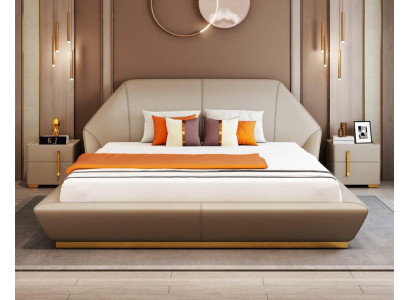 Diseñador italiano Muebles Cama doble de dormitorio 180x200cm Cuero