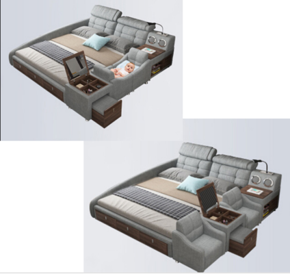 Cama de cuero Cama acolchada Doble Multifunción 180x200 Estructura de cama de cuero Diseño
