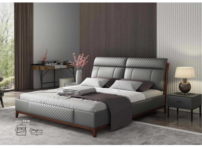 Cama Acolchada Diseño de Lujo 180x200cm Doble Camas de Hotel Matrimonial Habitación de Dormir Cuero