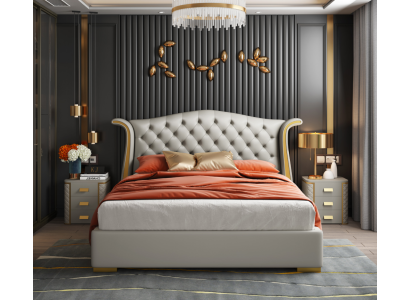 Habitación de lujo con cama doble de 150/180x200cm, camas de hotel de cuero