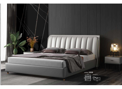 Cama de diseñador Dormitorio Cama textil Cuero Hotel de lujo Acolchado XXL Grande Madera