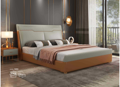 Diseño de cama de lujo para dormitorio, cama doble de lujo tapizada en cuero para hotel.