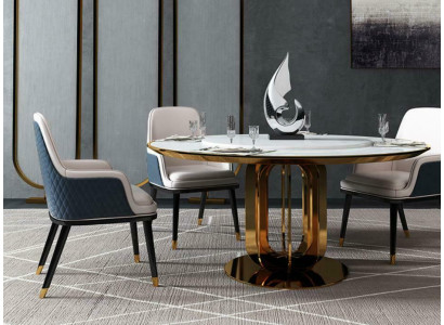 Mesa redonda de lujo, mesas de diseño redondas, muebles de acero inoxidable, mesas de comedor comedor nuevos.