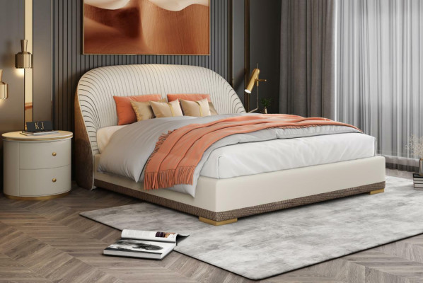 Doble cama de diseñador para hotel de lujo de cuero en dormitorio de 150/180x200cm.