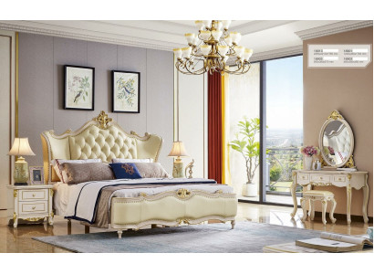 Muebles de diseño Mesilla de noche Dormitorio Conjunto de 5 piezas Tocador Cama Madera maciza