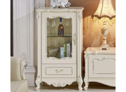 Muebles clásicos de sala de estar blanco madera vitrina dorada armario