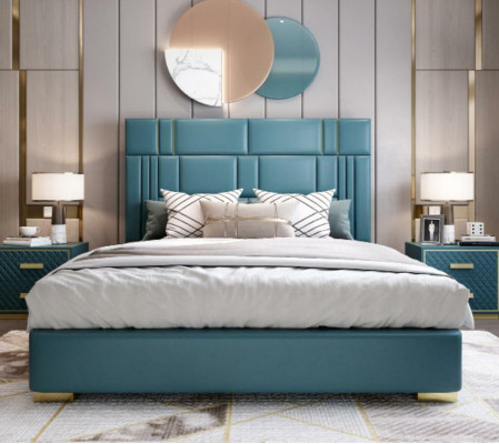 Cama de lujo de hotel de cuero doble camas acolchadas dormitorio 180x200 doble.