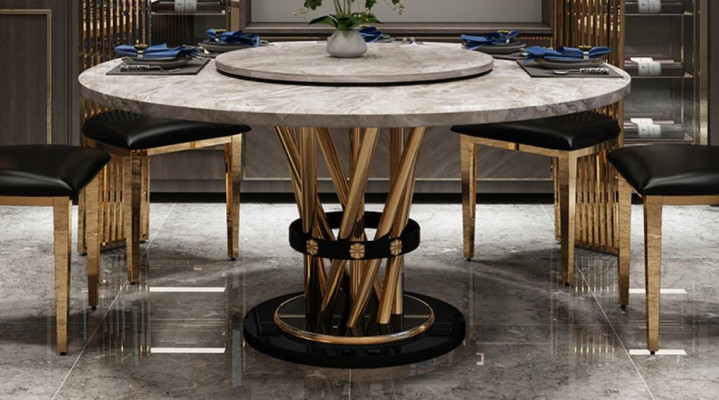 Estilo de cocina de mármol Mesa de comedor moderna Mesas de comedor de lujo Diseño de muebles de lujo