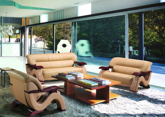 Conjunto de sofá moderno de diseñador, sofá, sofá tapizado de lujo en cuero.