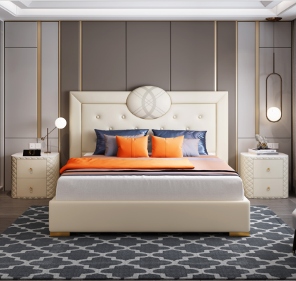 Lujo dormitorio cama doble diseño camas tapizadas muebles dormir hotel