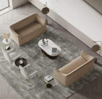 Sofá de terciopelo de 2 plazas, diseño de asiento de madera maciza de sala de estar tipo lounge