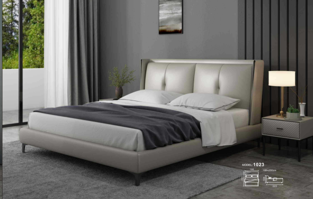 Cama clásica de lujo tapizada de madera para dormitorio doble 180x200