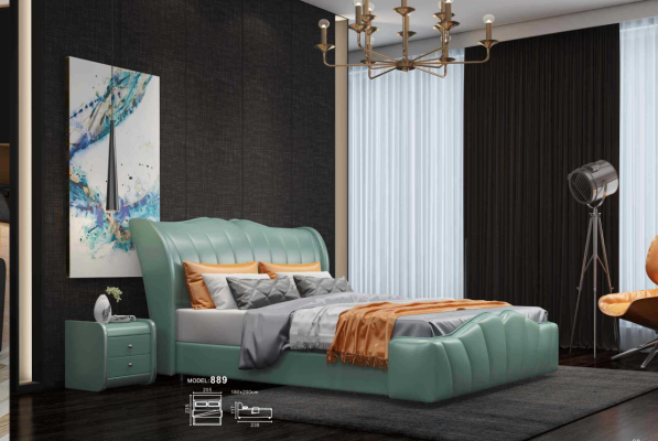 Cama clásica cama doble cama de matrimonio cama de cuero Chippendale dormitorio