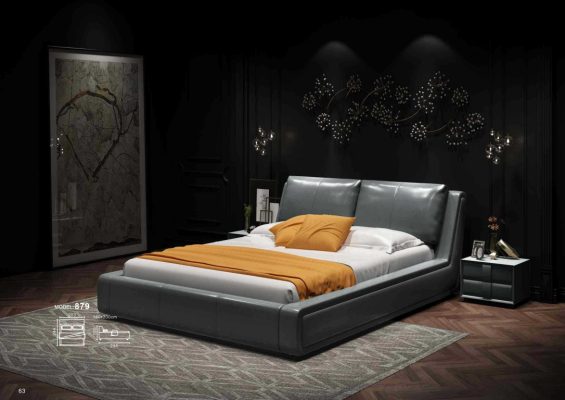 Cama de diseñador de lujo doble de cuero de hotel de metal doble habitación de sueño nueva.