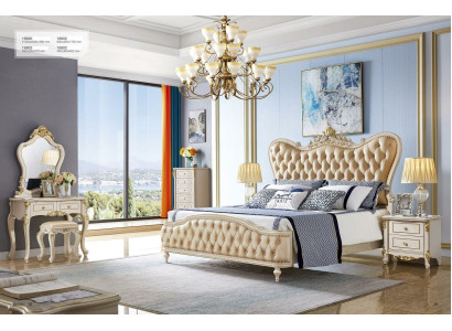 Muebles de dormitorio: cama, 2 mesitas de noche, conjunto de 5 piezas. Clásico y elegante en madera maciza.