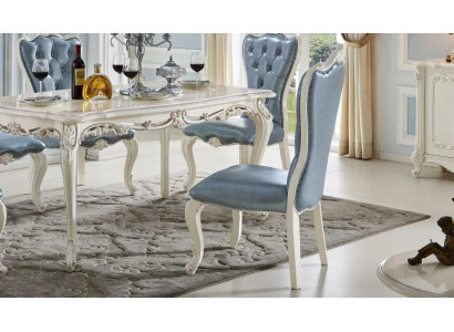 Silla de comedor de lujo de una sola plaza de madera de estilo barroco rococó.