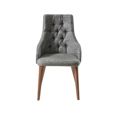 Silla gris de comedor Chesterfield diseñador sillas de tela de lujo sillas de muebles de lujo
