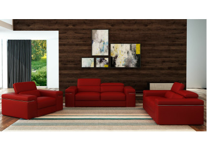 Conjunto de sofá de tapizado de cuero para sala de estar con asientos 3+2+1.
