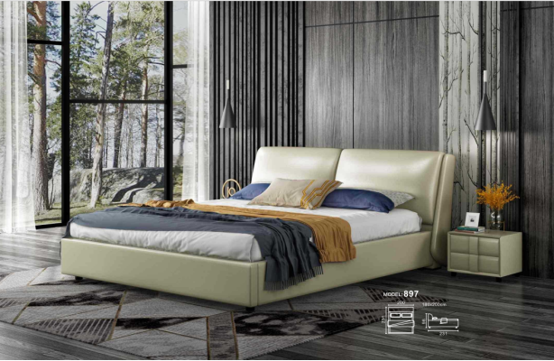 Cama de cuero cama doble matrimonial Estructura moderna Dormitorio de lujo Hotel 180x200