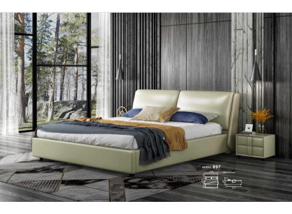Cama de cuero cama doble matrimonial Estructura moderna Dormitorio de lujo Hotel 180x200