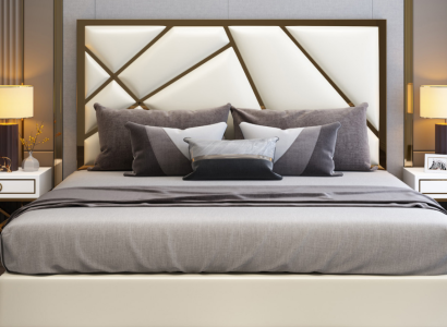 Cama Acolchado Diseño Lujo Dobles Camas de Hotel Decoración de Dormitorio Cuero Nuevo