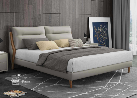 Camas de lujo clásicas tapizadas en cuero y textil cama de alta calidad para dormitorio nuevo