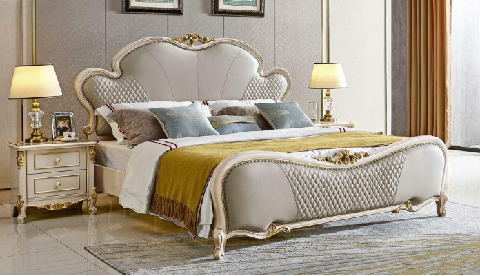 Vanity table, bed, 2 bedside tables, bedroom furniture set 5 pieces. Solid wood.