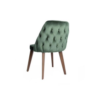 Silla Chesterfield verde de lujo Sillón de comedor tapizado de un asiento