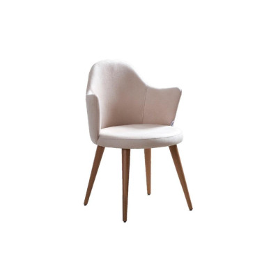 Silla tapizada con reposabrazos para comedor estilo country.