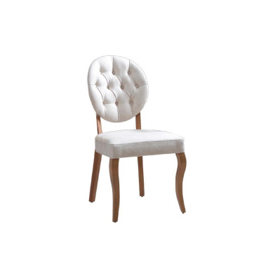 Silla tapizada Chesterfield blanca diseñador sillas de comedor de lujo, asiento individual.
