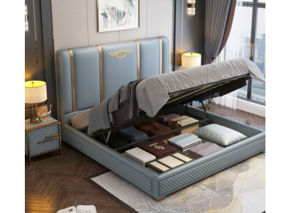 Cama acolchada diseño de lujo cama doble matrimonial dormitorio de cuero de metal