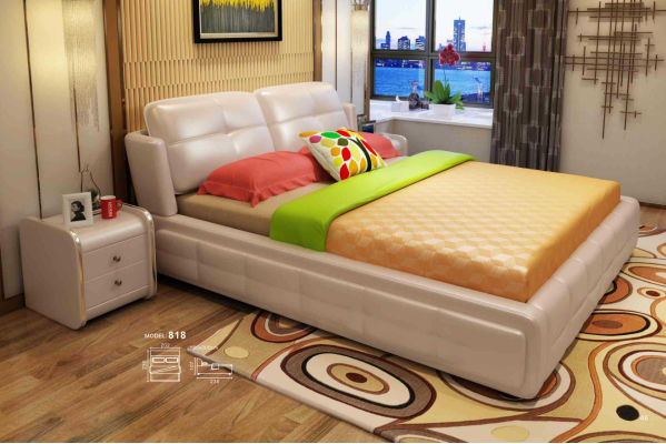 Lujo Dormitorio Cama Acolchada Decoración Diseño 180x200cm Doble Camas de Hotel